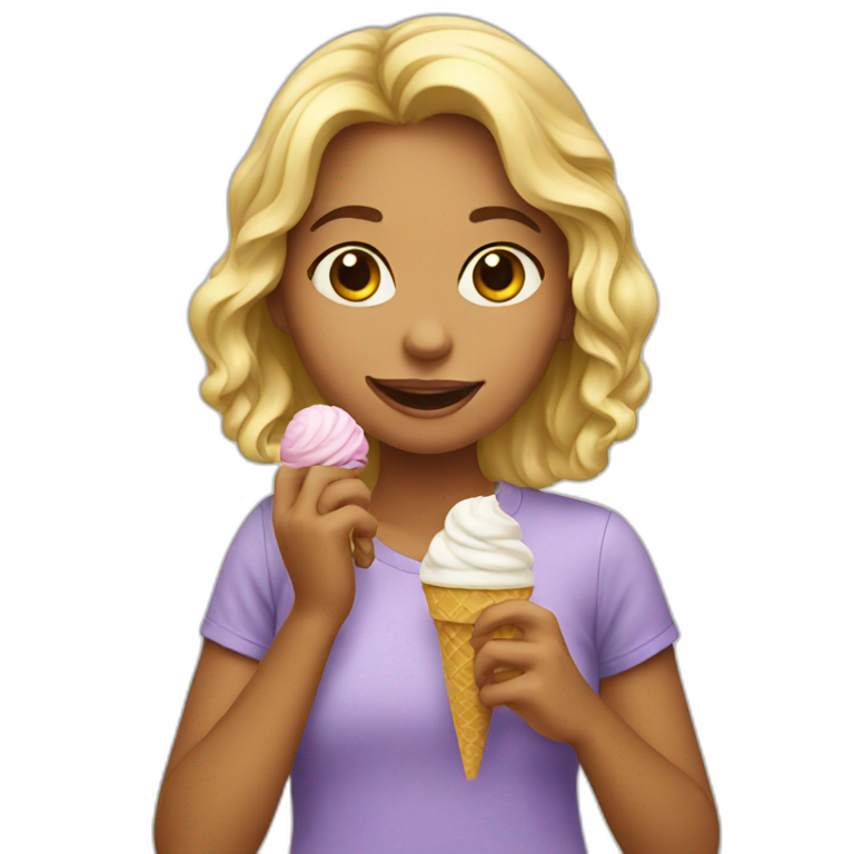 Girl With A Lemon Head Eating Strawberry Ice Cream 