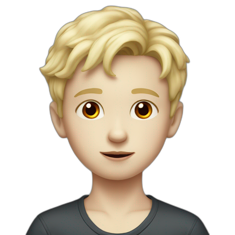 Angry boy child light skin color blond straat hair red shirt | AI Emoji ...