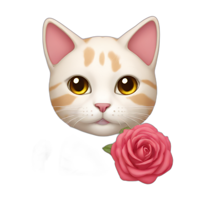 Cat with rose in his teeths | AI Emoji Generator