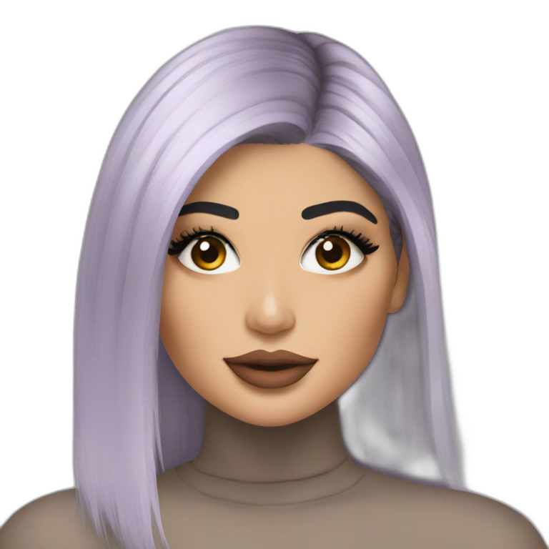 kylie jenner with brown and long hair | AI Emoji Generator