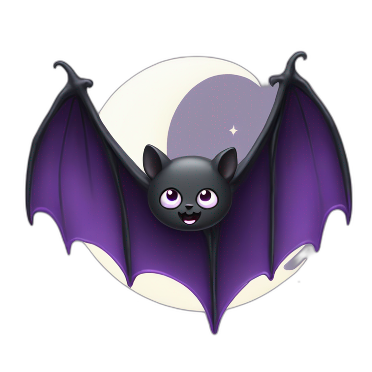 purple black vampire bat pretty eyes wings flying in front of large ...