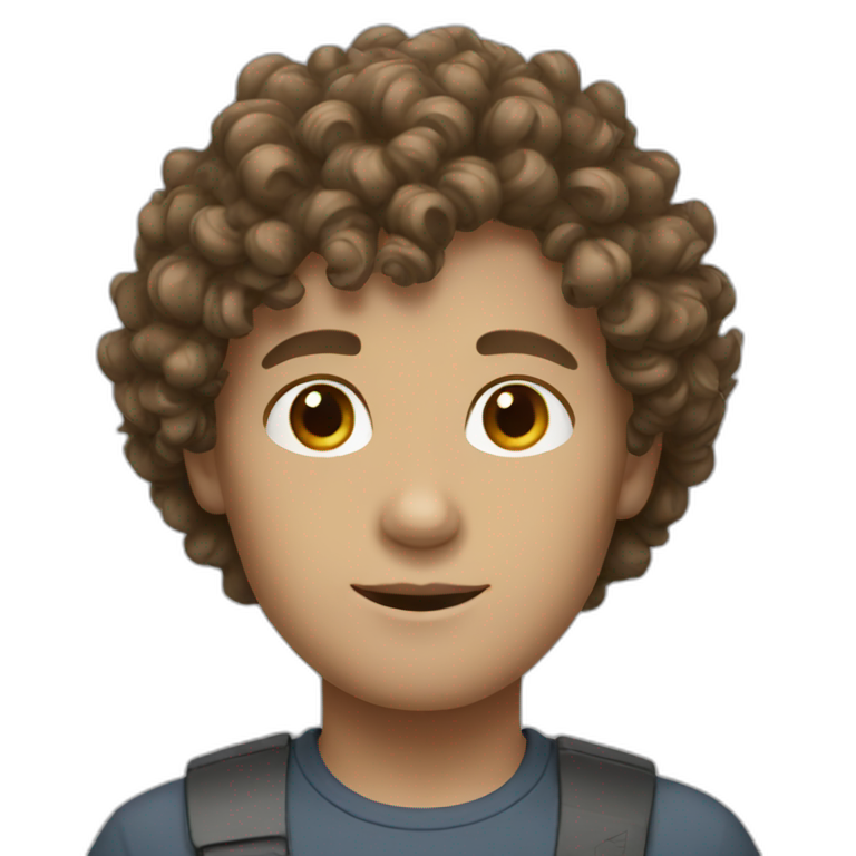 White man with short brown curly hair fade haircut | AI Emoji Generator