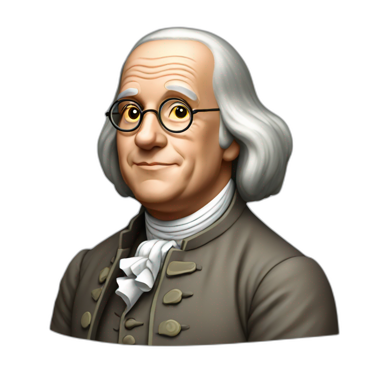 benjamin franklin with an arm up closed realistic | AI Emoji Generator