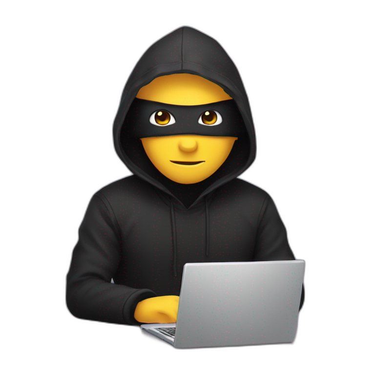 Developer with a black hood behind his computer and cool | AI Emoji ...