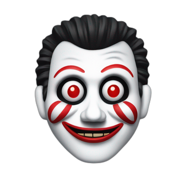 billy the puppet from saw in a tricycle | AI Emoji Generator