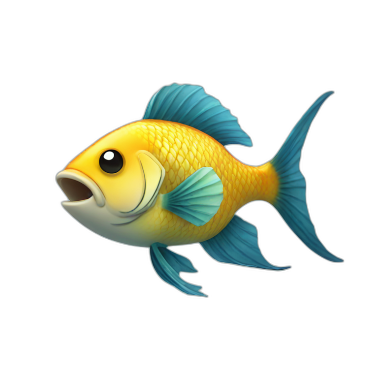 happy red yellow fish beautiful 3d realistic | AI Emoji Generator