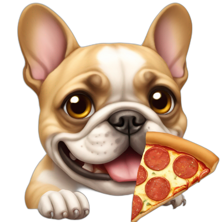 French bulldog outlet eating pizza