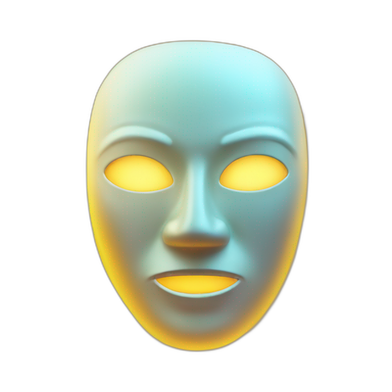 Kitsune mask with very glowing neon eyes | AI Emoji Generator