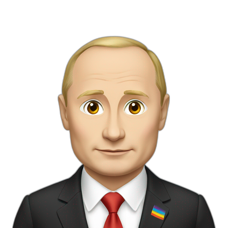 Vladimir putin with pride flag riding on a bear | AI Emoji Generator