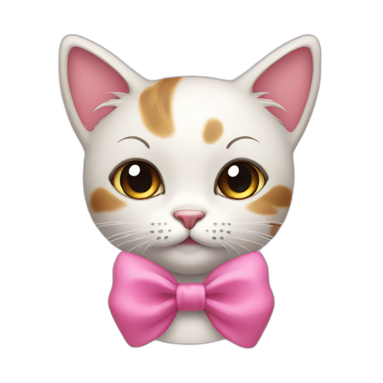 sparkly cat with pink bow | AI Emoji Generator