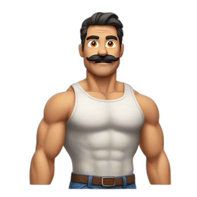 Muscles mustache expressive Cuban man | AI Emoji Generator