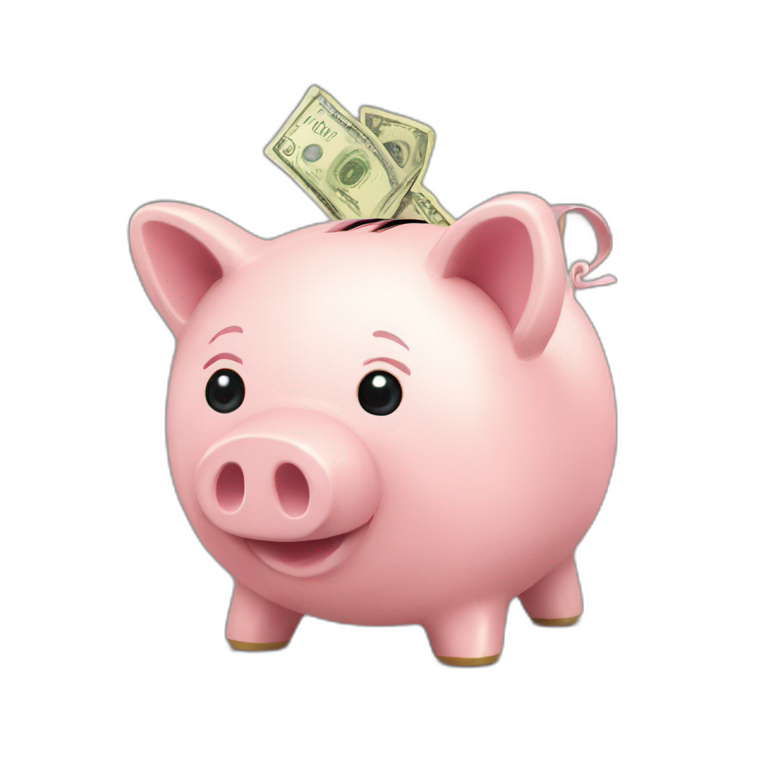 flying money with piggy bank | AI Emoji Generator