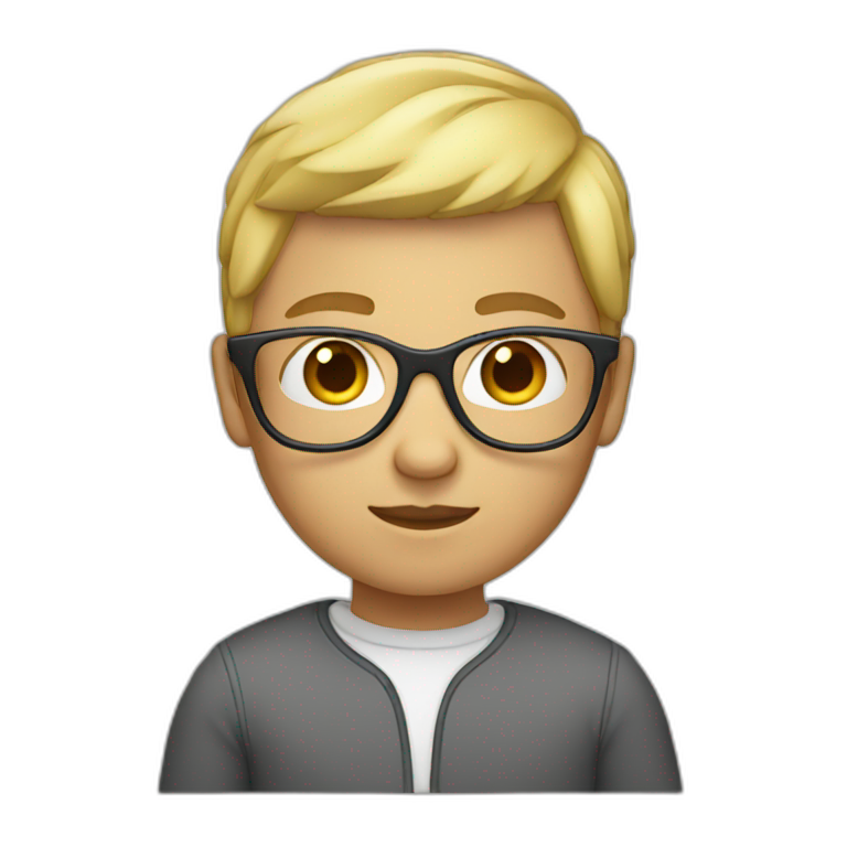 Blond Court Hair Man With Round Glasses And Green Eyes Ai Emoji Generator