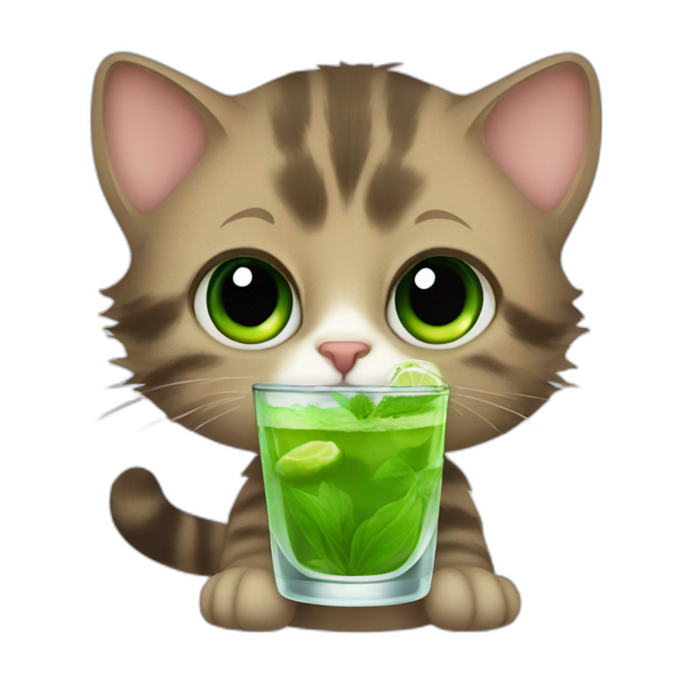 baby sherlock holmes cat drinking mojito | AI Emoji Generator