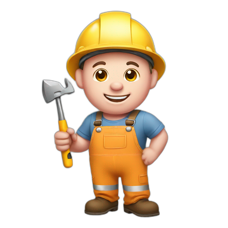 Happy Little Pig Builder From The Story Holding A Brick In His Hand 