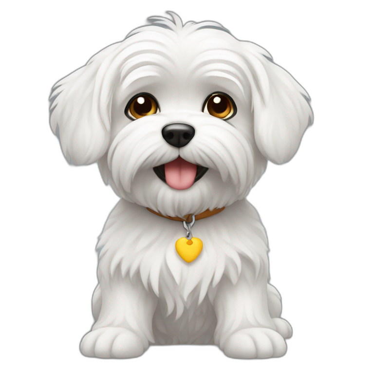 A Maltese dog sleeps with a black bunny | AI Emoji Generator