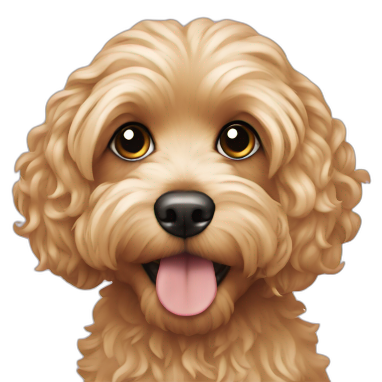 White Cavapoo, a blonde girl, a bearded dark haired guy | AI Emoji ...