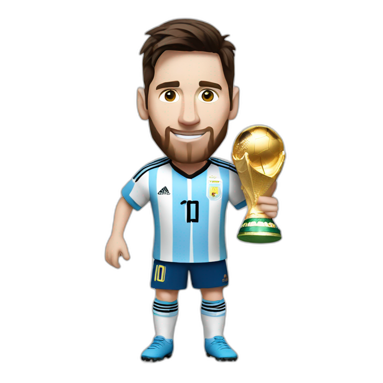 Messi holding world cup | AI Emoji Generator