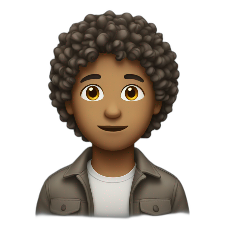 Brown boy with curly hair | AI Emoji Generator