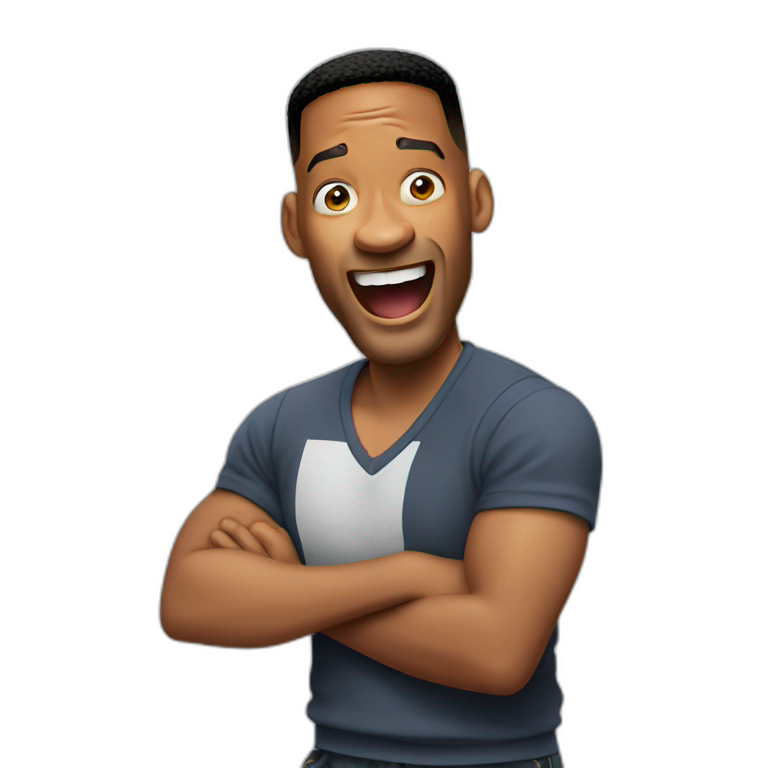 Will smith happy with your mouth a little open | AI Emoji Generator