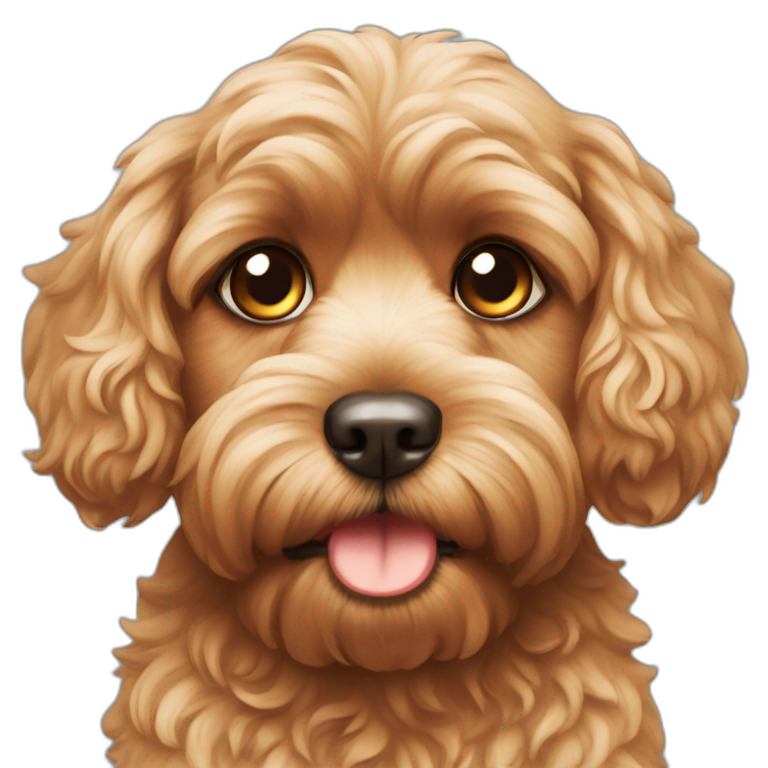 Dark brown cavoodle white chest | AI Emoji Generator