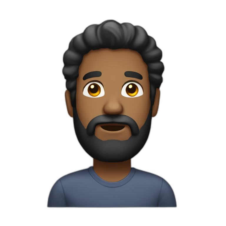 bearded black hair man eating a raclette | AI Emoji Generator