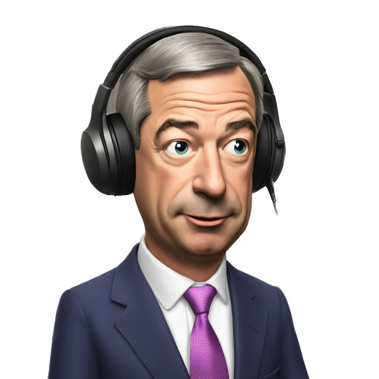 Nigel Farage listening to music with eyes closed | AI Emoji Generator