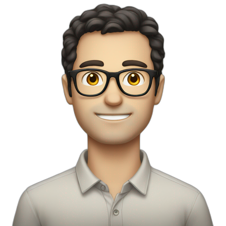 white guy with red head and dark glasses | AI Emoji Generator