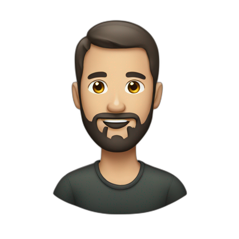 Man with straight dark hair and beard | AI Emoji Generator