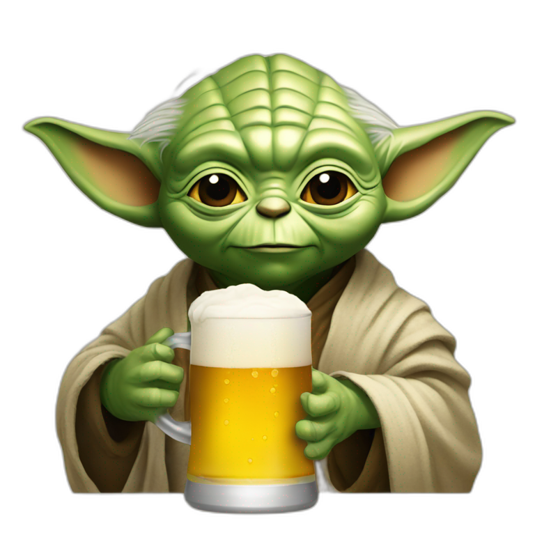 Yoda drink a beer | AI Emoji Generator