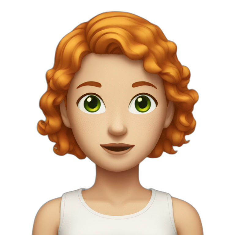 brown hair girl with green eyes and freckles | AI Emoji Generator