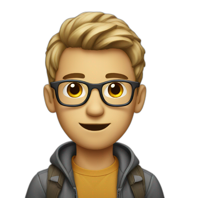 Young brunette geek | AI Emoji Generator