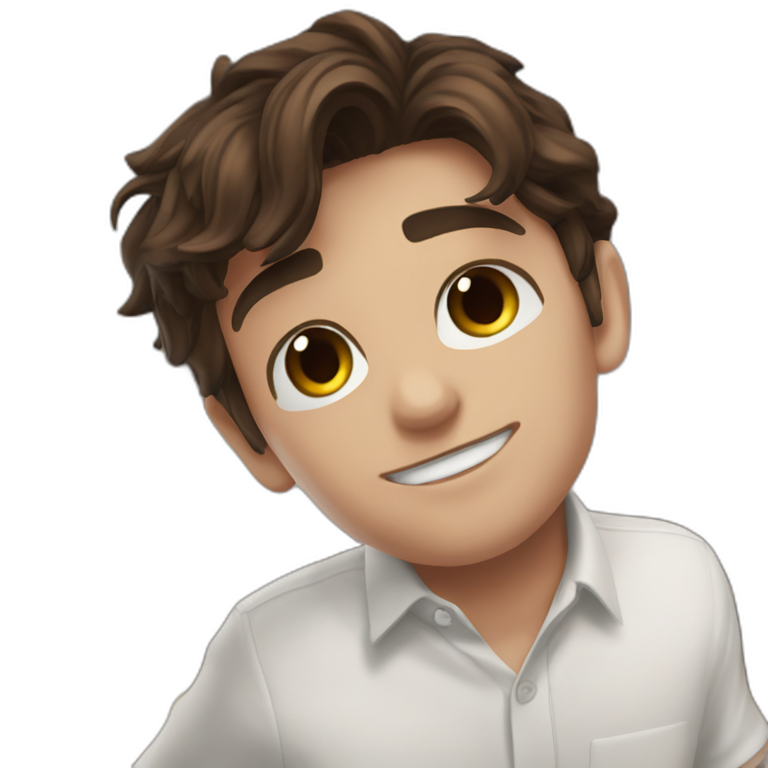 Boy with black hair and brown eye | AI Emoji Generator