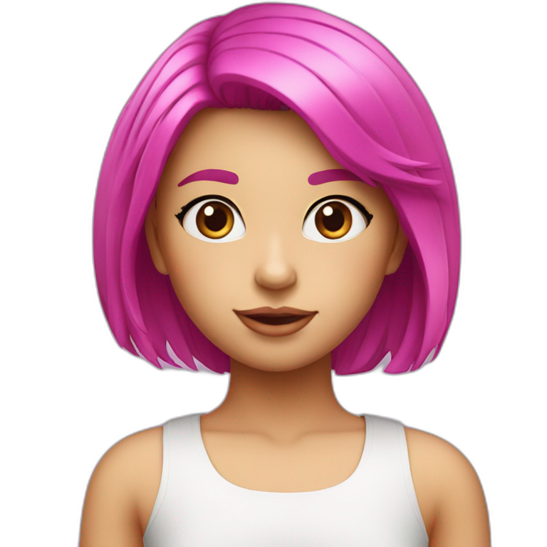 young girl, black bob haircut with bangs, fair skin | AI Emoji Generator