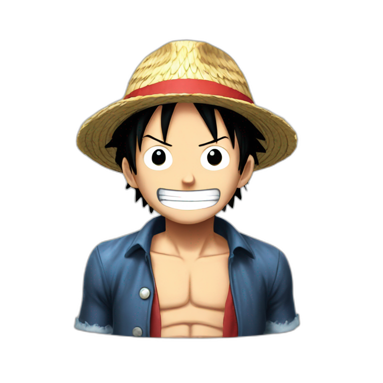 luffy from one piece with meet wearing strawhat | AI Emoji Generator