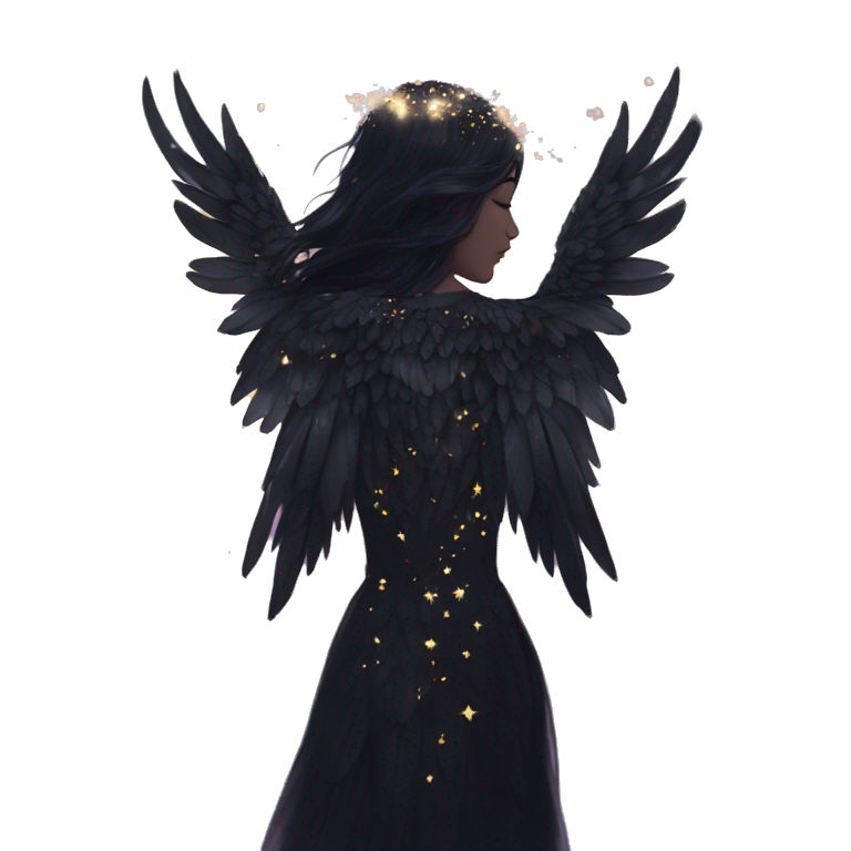 Ethereal Galaxy Constellation Girl Angel Raven Wings Black Wings Arrow Ai Emoji Generator