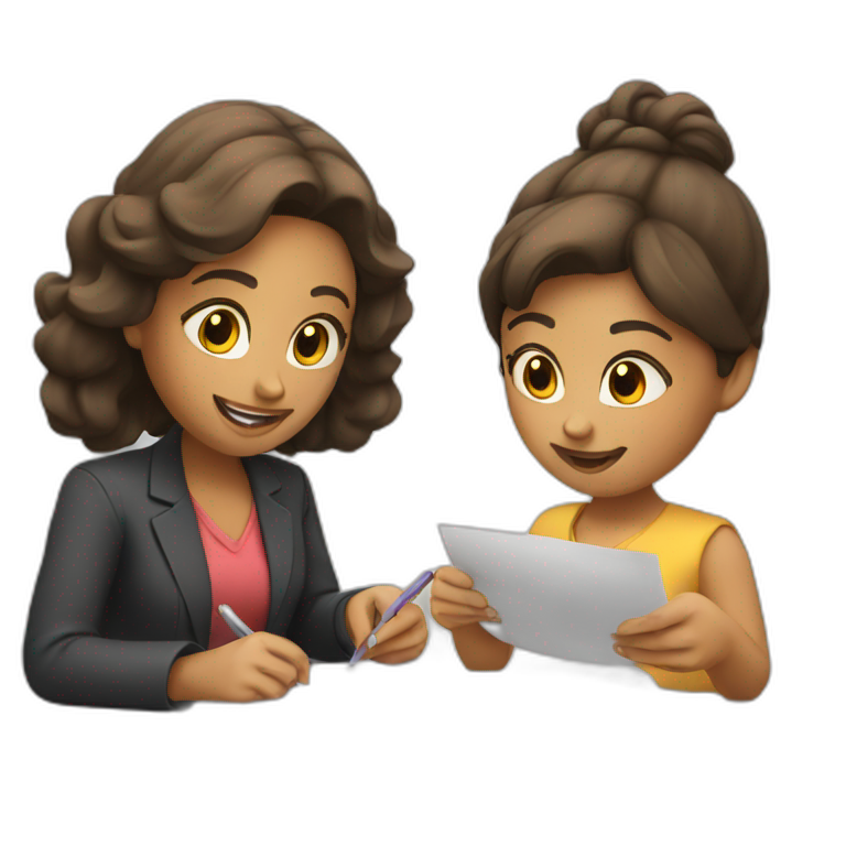 women with blonde hair filling paperwork | AI Emoji Generator