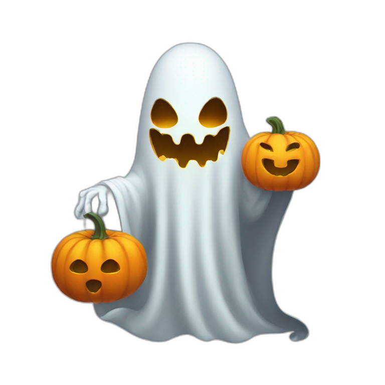 the ghost holding an apple | AI Emoji Generator