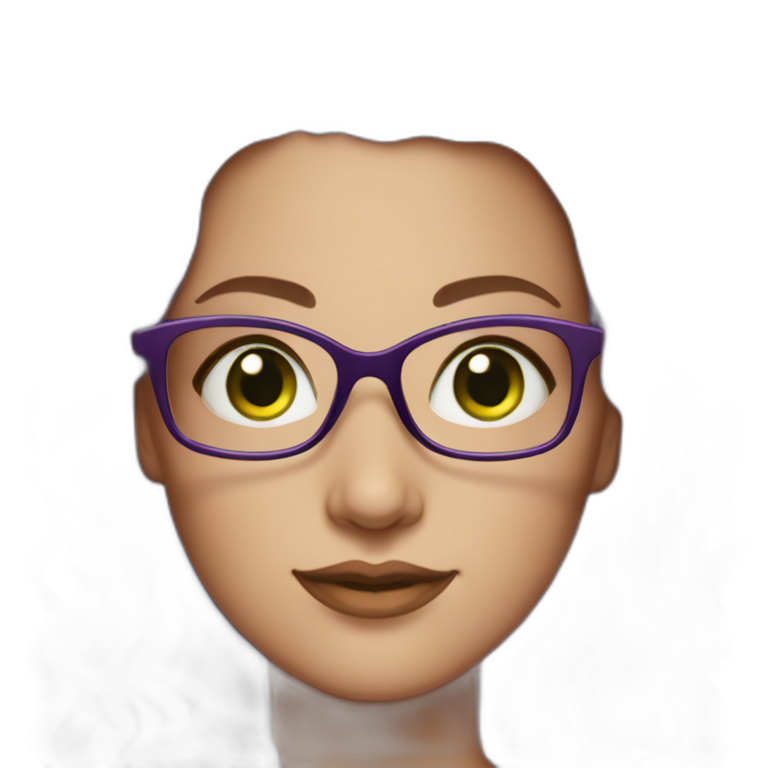 Curvy White Woman Purple Wavy Hair Green Eyes Square Glasses Ai Emoji Generator 1292