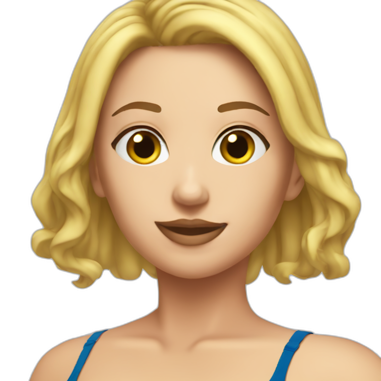 Thicc caucasian woman swimsuit leaning | AI Emoji Generator