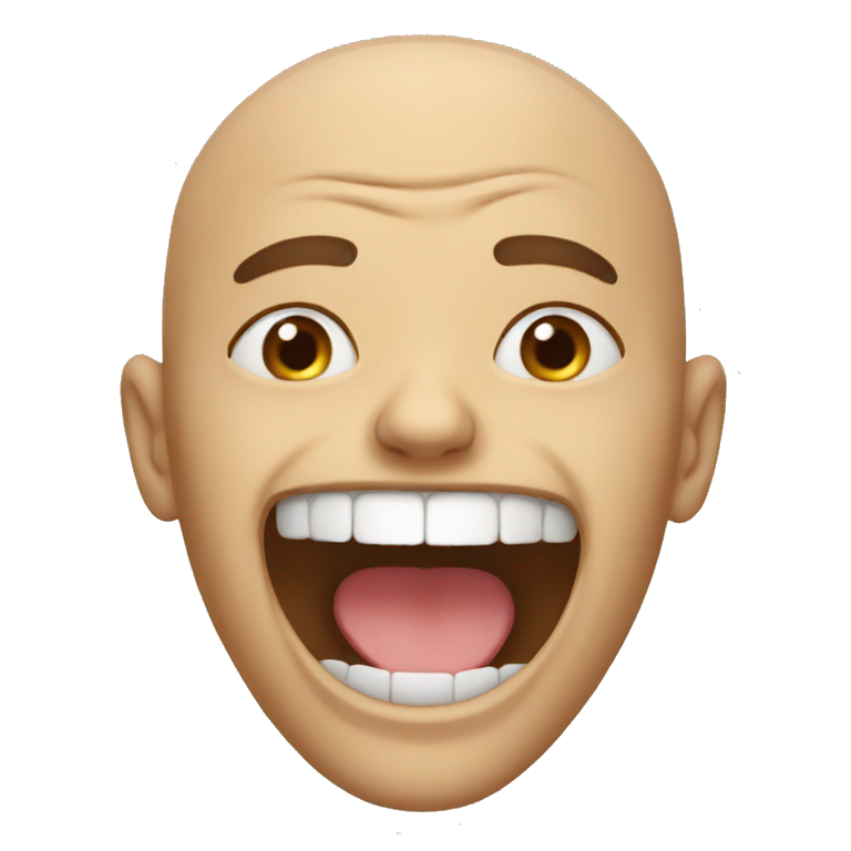 A bald man with his mouth open and mewing | AI Emoji Generator