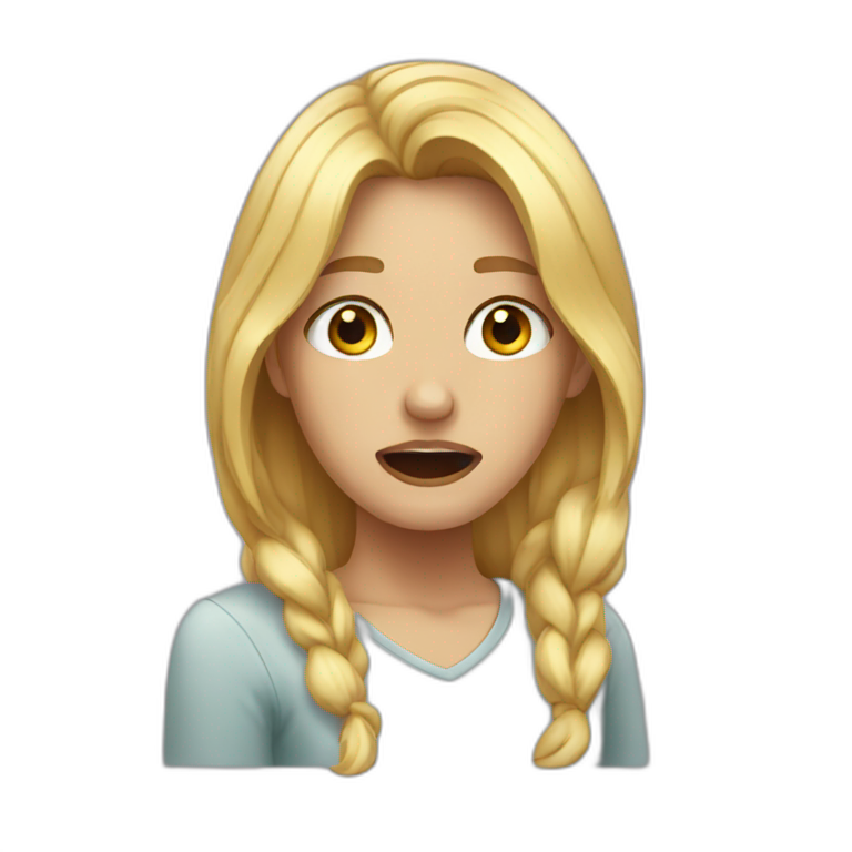 Tanned Blonde Girl With Bobbed Hair Crying Ai Emoji Generator