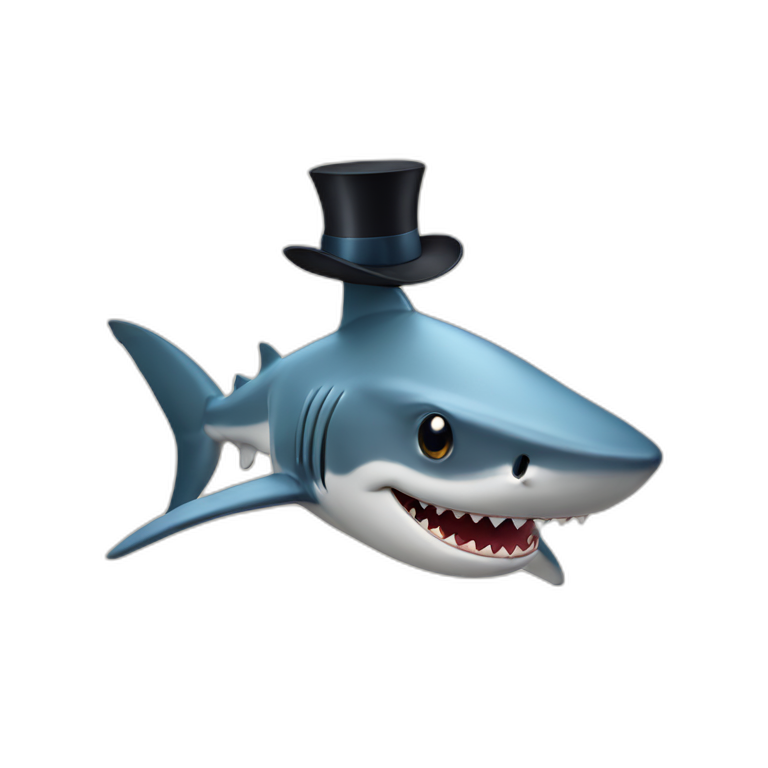 Shark with a top hat | AI Emoji Generator