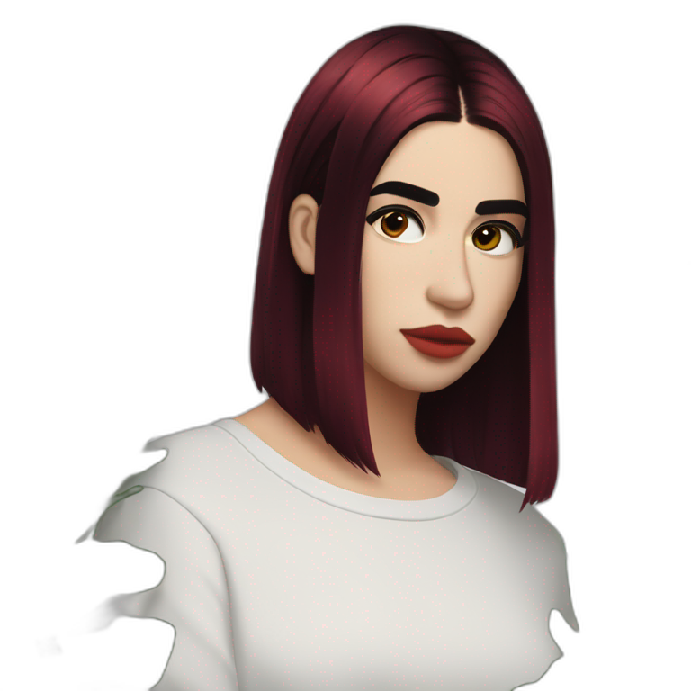 dua lipa with red long hair | AI Emoji Generator