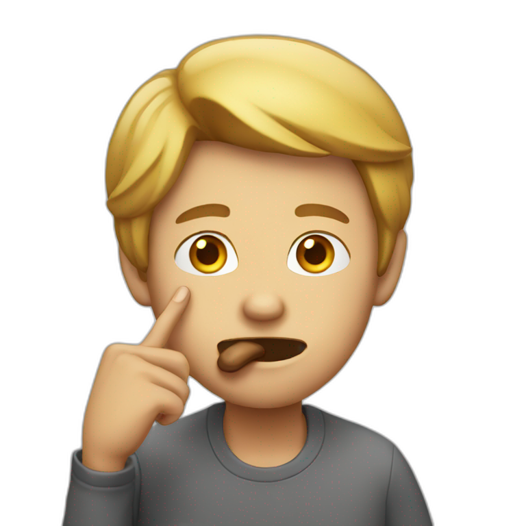 sharp jawline closed mouth finger on mouth | AI Emoji Generator