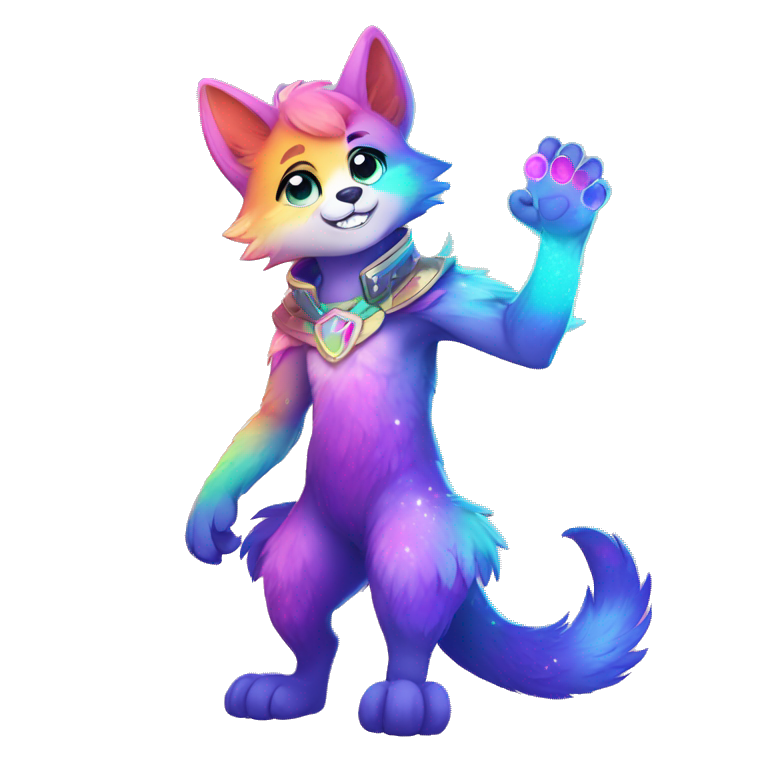 Colorful gradient-shiny-sparkle-fox anthropomorphic furry fursona full ...