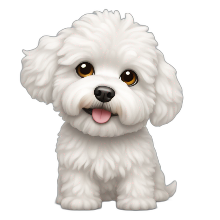 a white maltipoo standing up | AI Emoji Generator