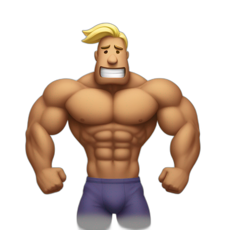 Red Eyed Cyborg Flexing Muscles Ai Emoji Generator 8312