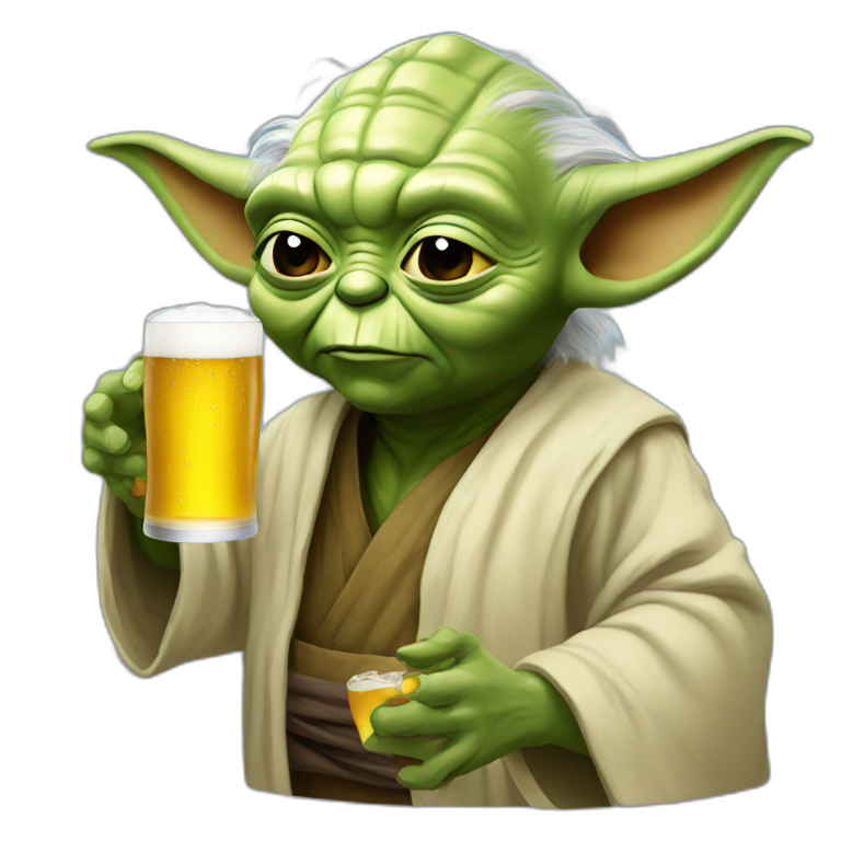 Yoda drinks béer | AI Emoji Generator