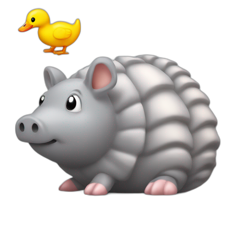 Gray pig armadillo centipede insect with yellow duck face | AI Emoji ...